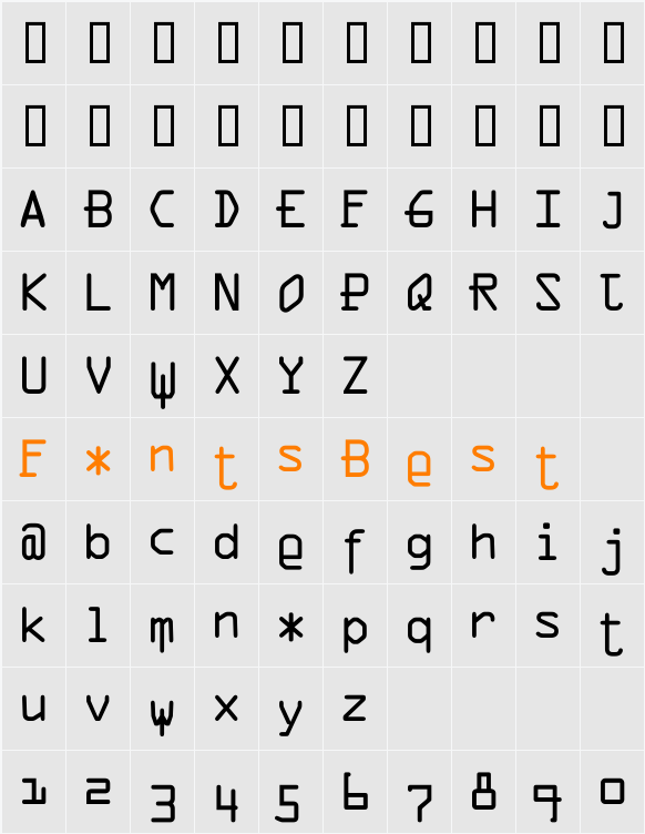 VTDigitDog Character Map