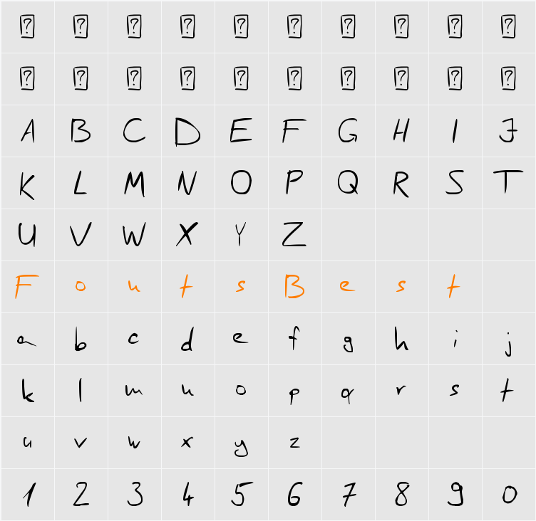Scrages_handwrite Character Map