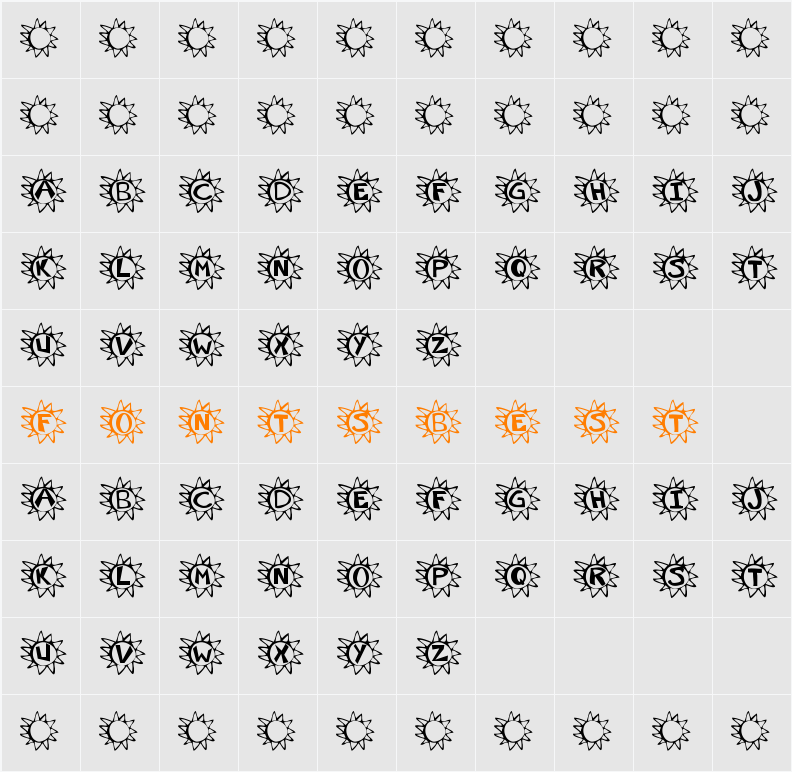 Krissun Character Map