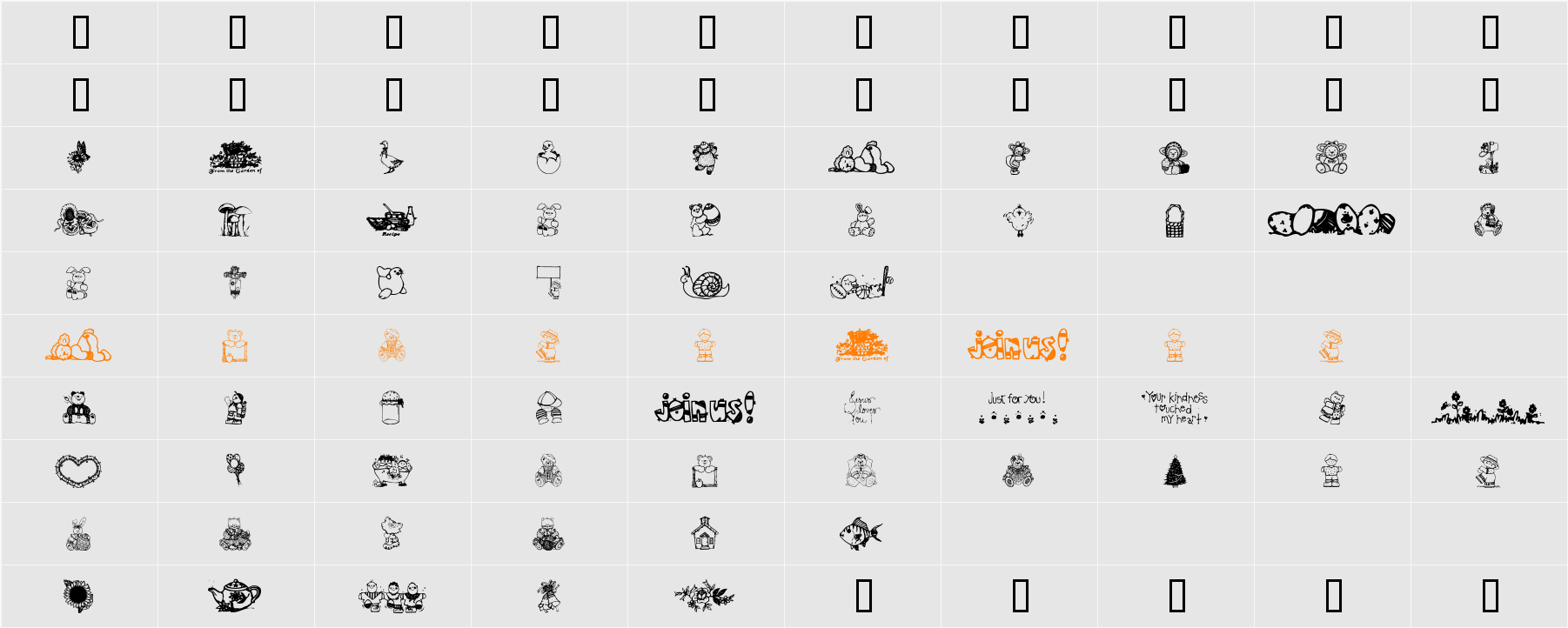 Little cuties Character Map