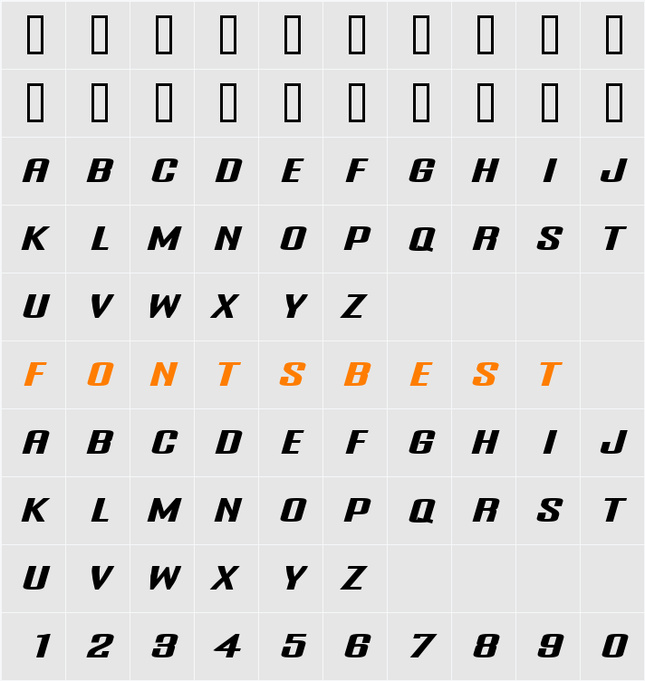 Onani Character Map