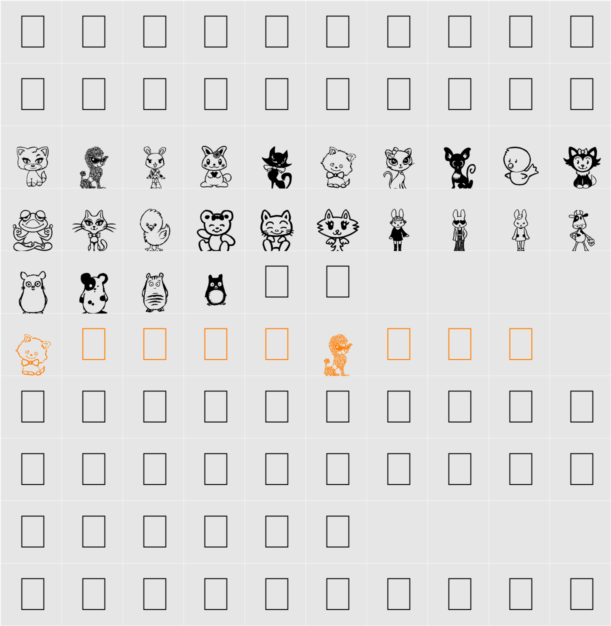 Girly Toons Character Map