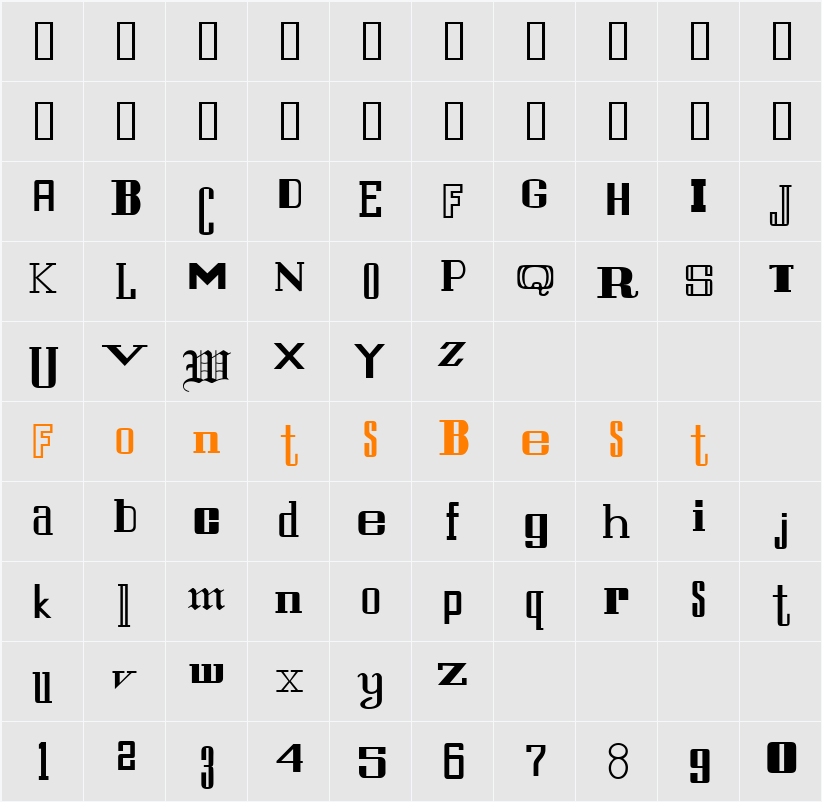 Typecase Character Map