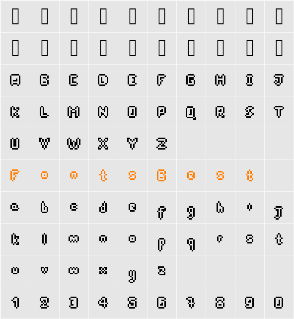 PixelDart Character Map