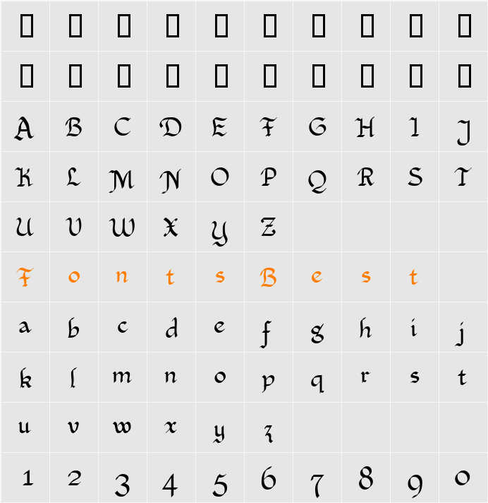 Xaltid Character Map