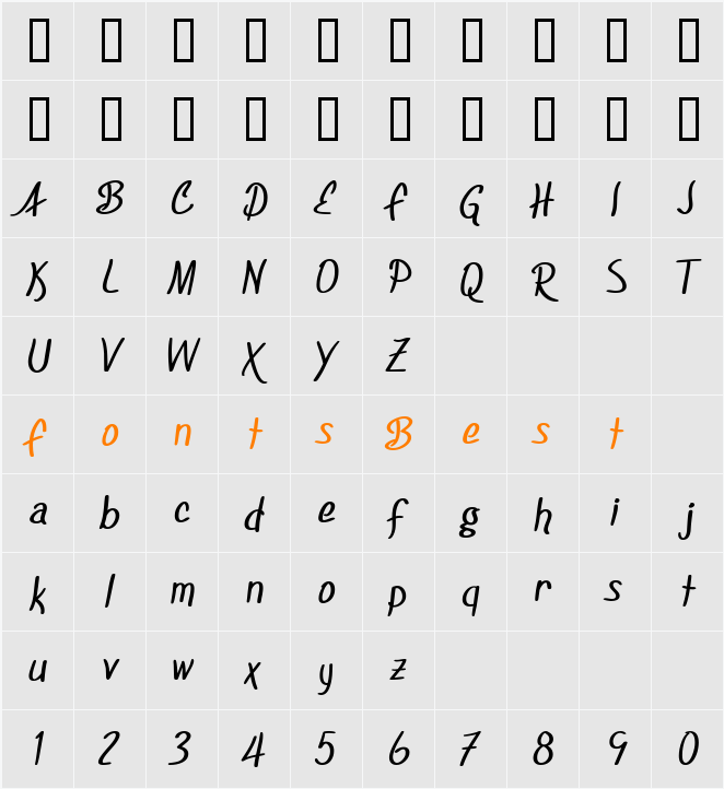 SF Foxboro Script Character Map