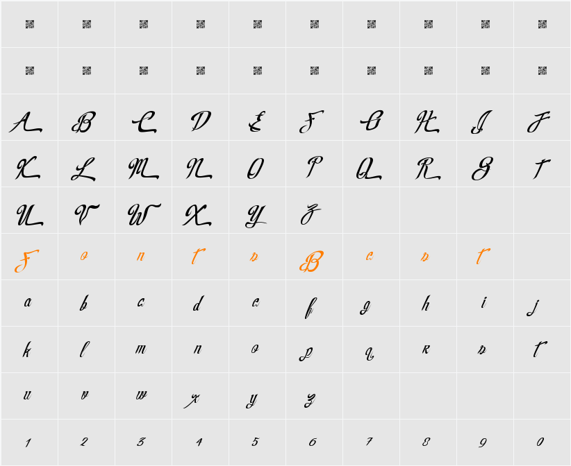 RealPrizesItalic Character Map