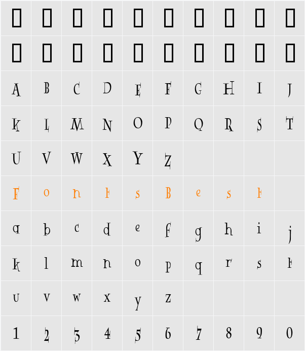 Rowling Stone XNarrow Character Map