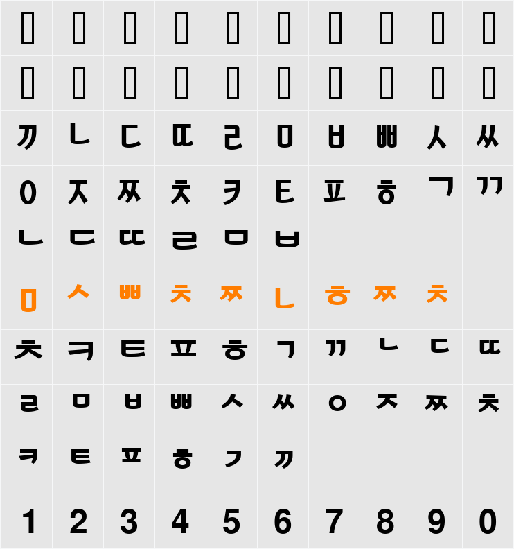 KoreanSansSSK Character Map