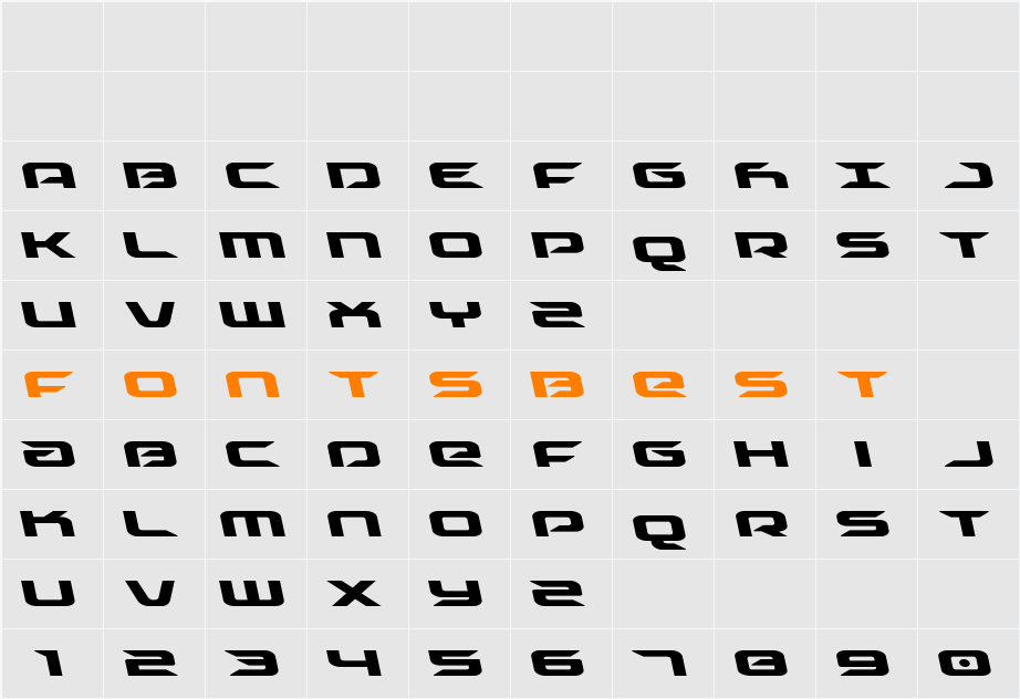 Drive Leftalic Character Map