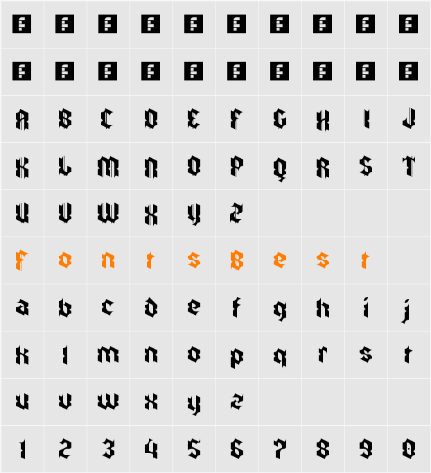 zkalpelbar eYe/FS Character Map