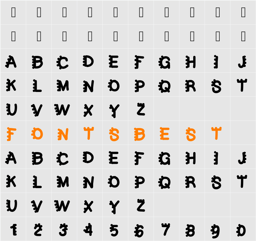 bubblefont Character Map