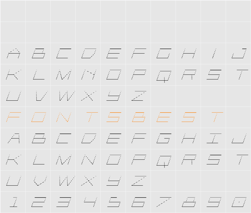 Player 1 Up Gradient Italic Character Map