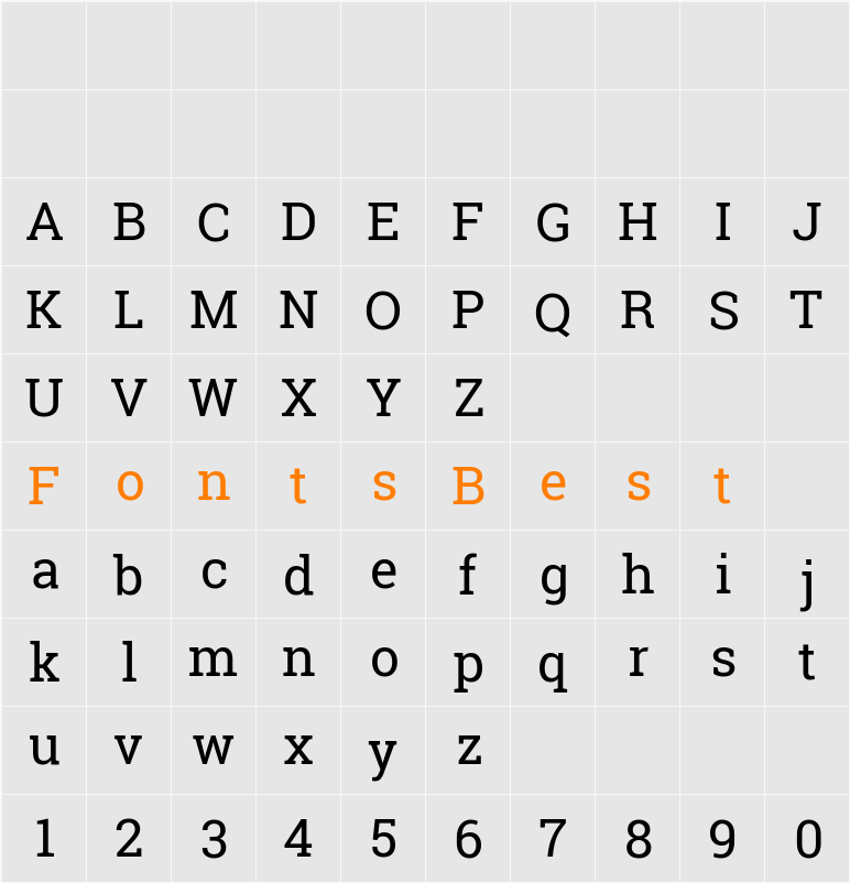 Roboto Slab Character Map