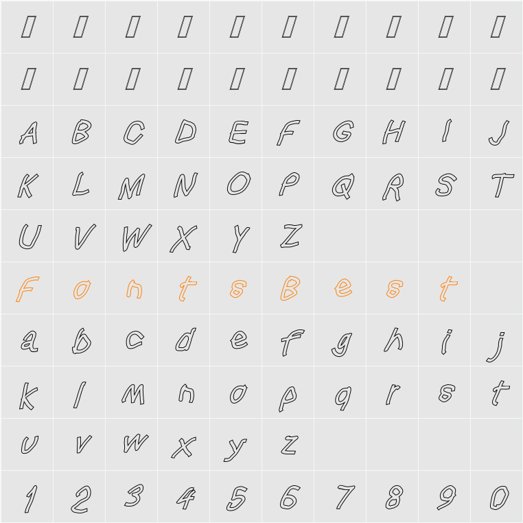 Squared Hand Character Map