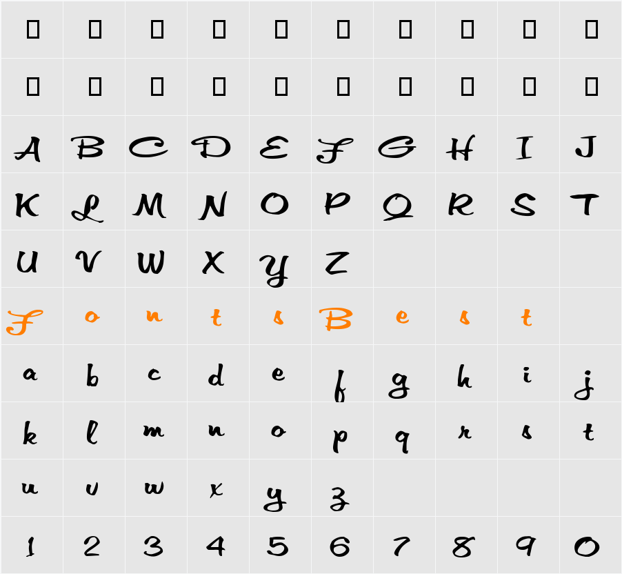 VNI-Thufap3 Character Map