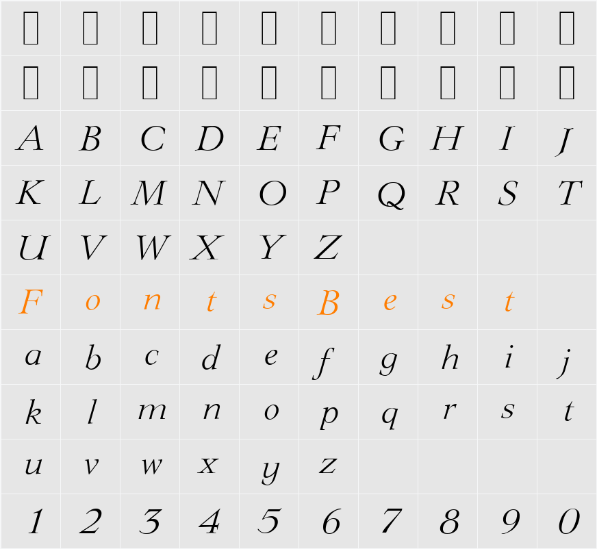 LingwoodSerial-Light Character Map