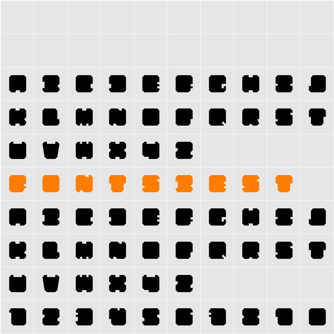 SHD TechnoType Character Map