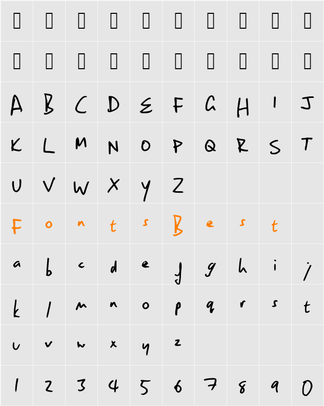 Owen Hand Character Map