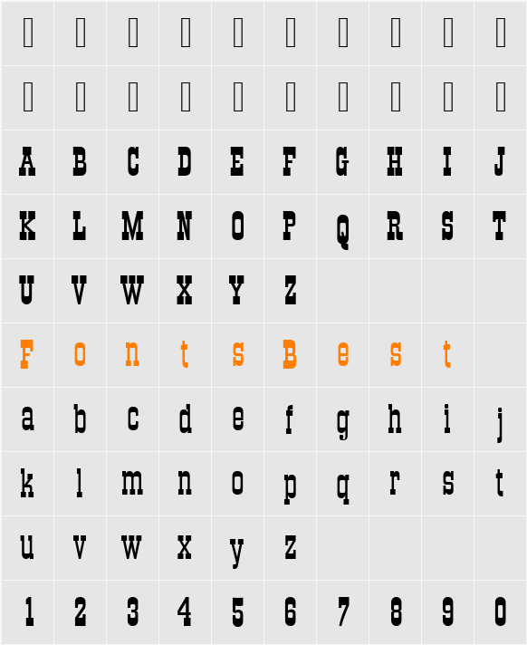 OldTowneNo536D Character Map