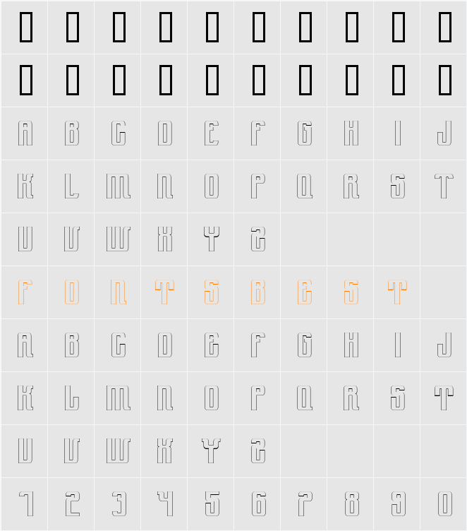 YnduOut Character Map