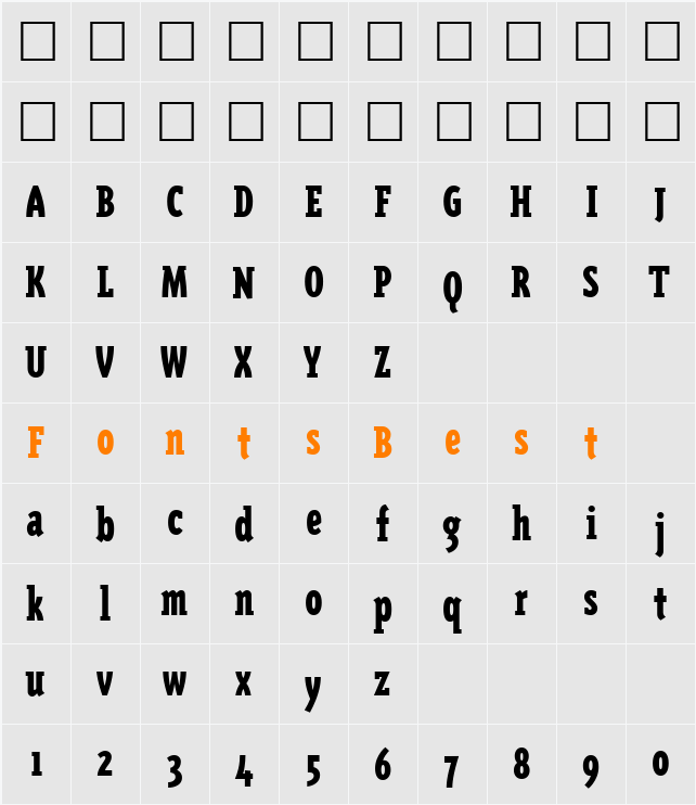TriplexConSerBlackOldstyle Character Map