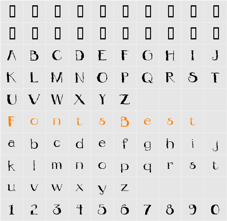 Jitterbug ICG Character Map