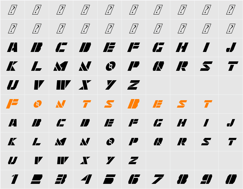 Quintanar Oblique Character Map