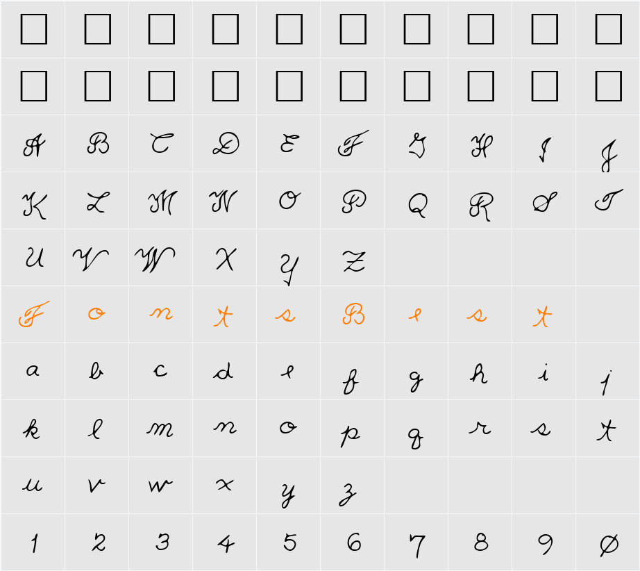 LEHN233 Character Map