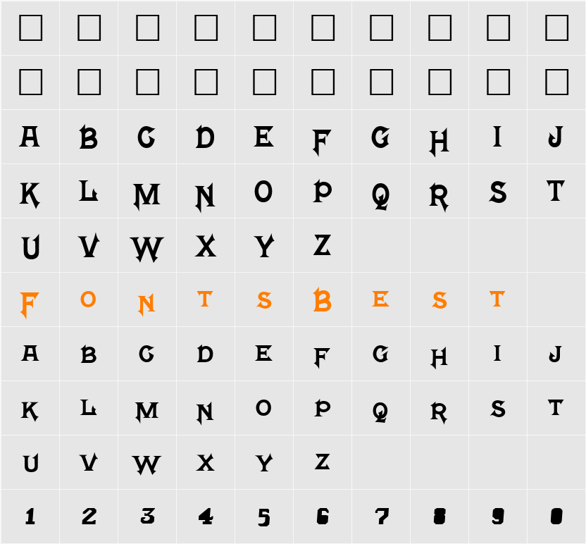 FrightWrite2 Character Map