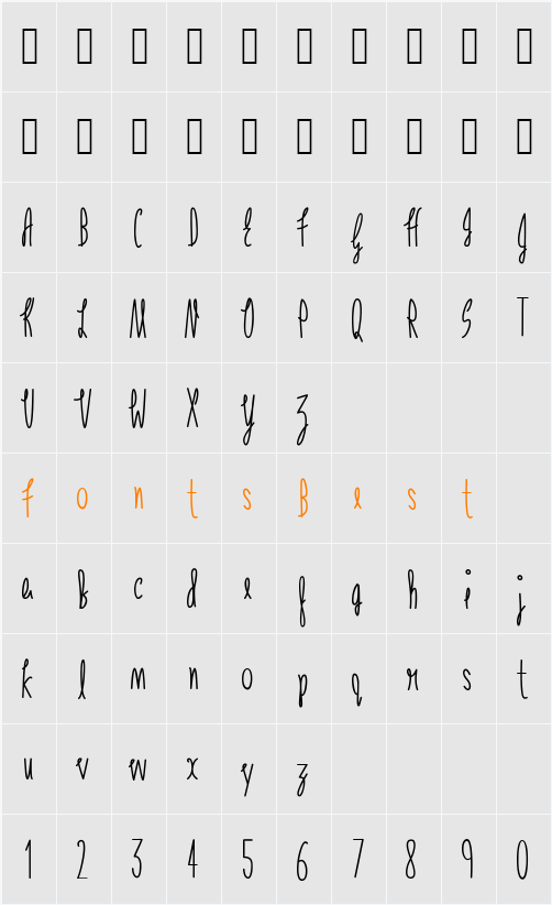 Tidy Toothbrush 101 Character Map