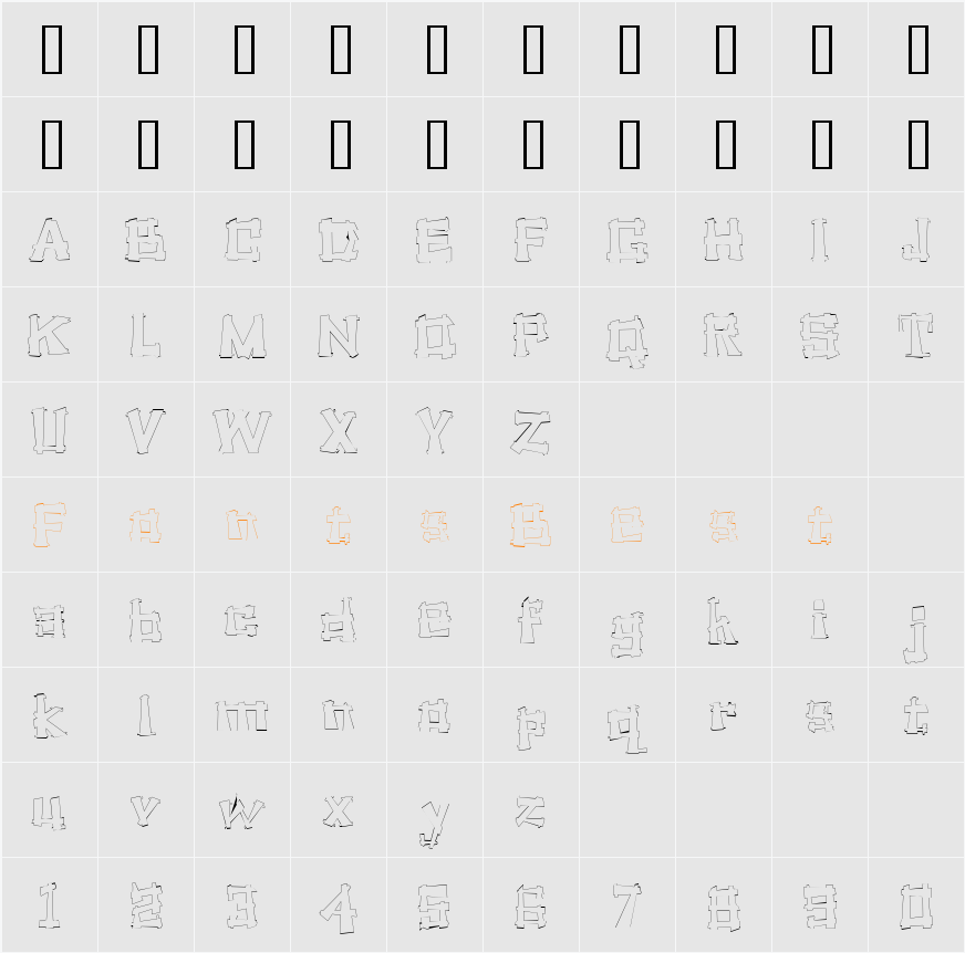 SoulManure Outline Character Map