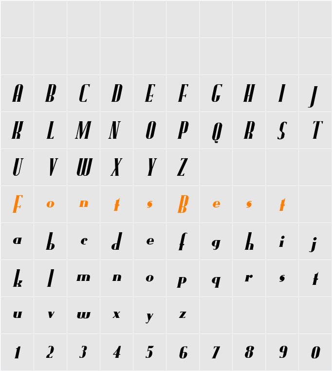 FundRunk-Italic Character Map