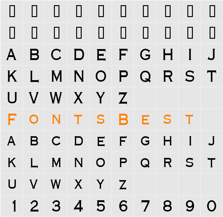 Engraver-Condensed Character Map