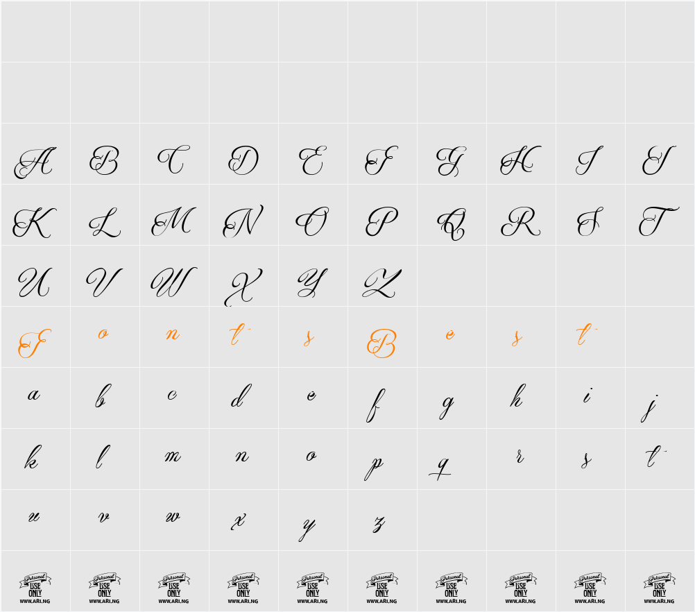 Qaskin Black Personal Use Character Map