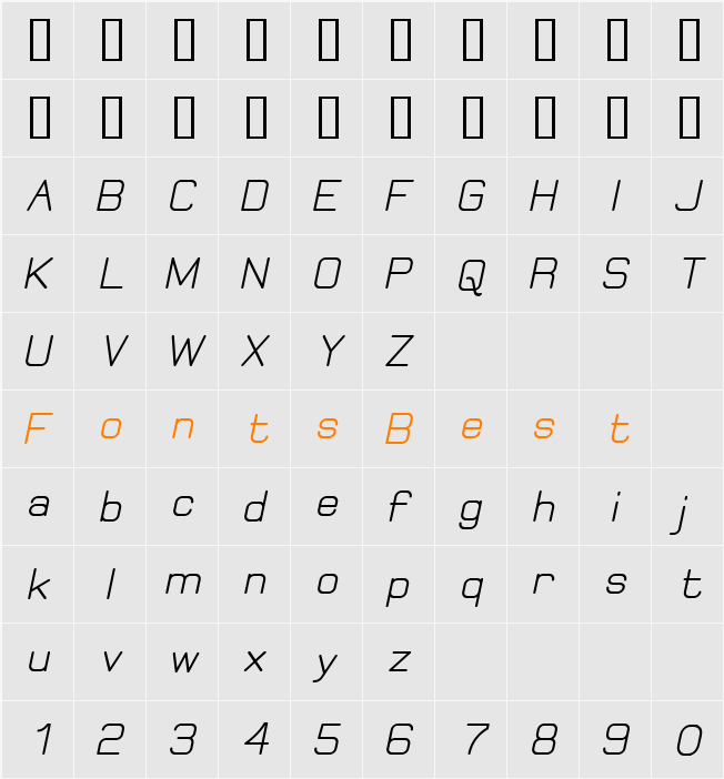 Elgethy Bold Oblique Character Map