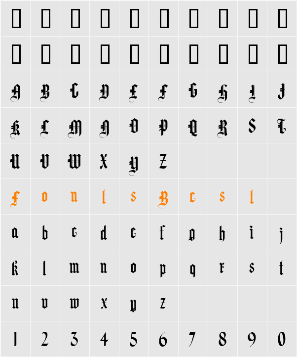 LHF Hindlewood sans regular Character Map