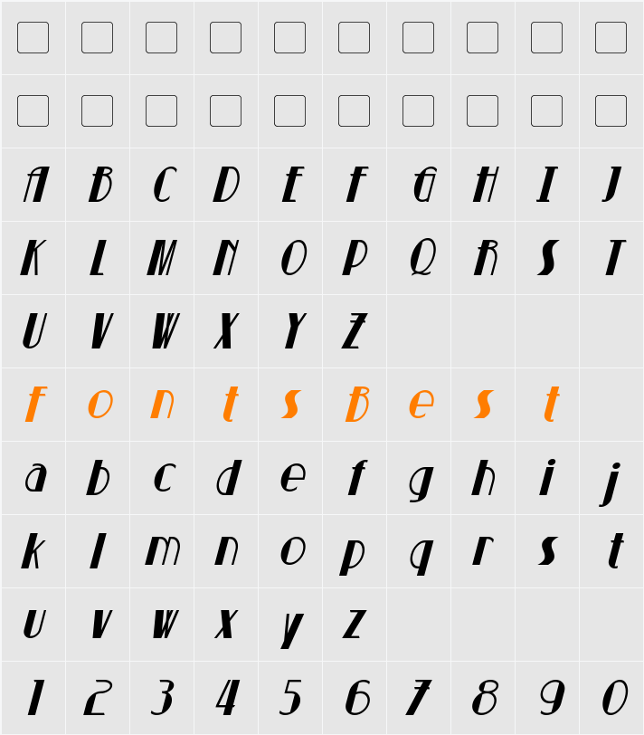 Suchet Character Map