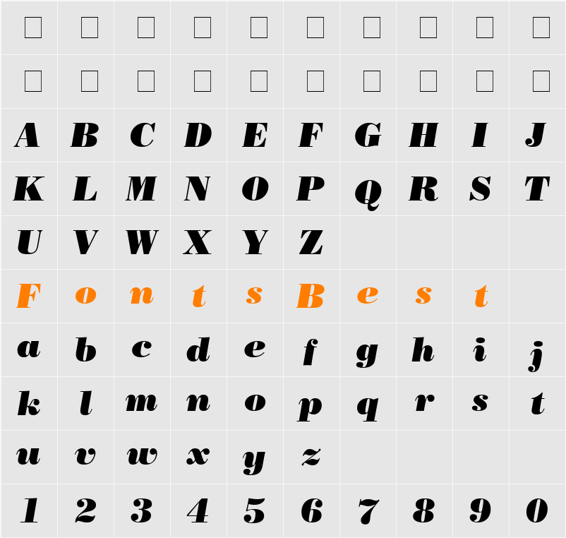 Bodoni Poster SSi Character Map
