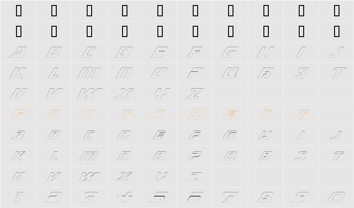 SubmarineExtendedOutline Character Map