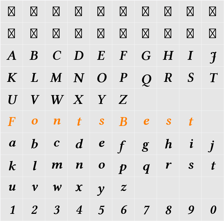 Linux Libertine Character Map