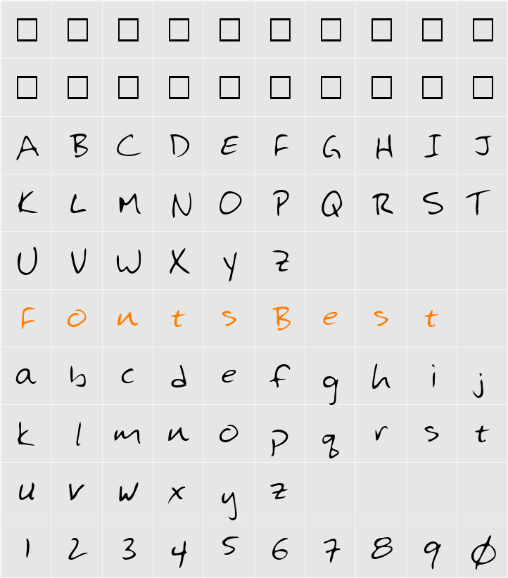 Kindel Character Map