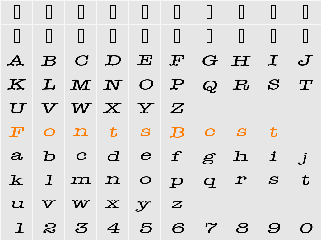 Headline Extended Character Map