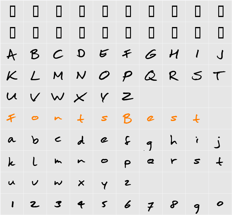 moanHand Character Map