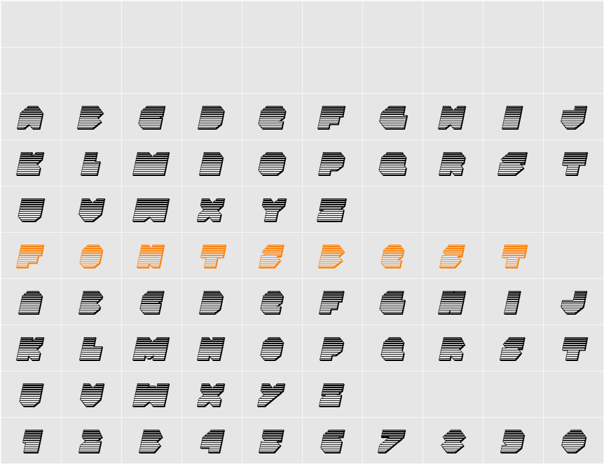 VX Rocket Chrome Italic Character Map