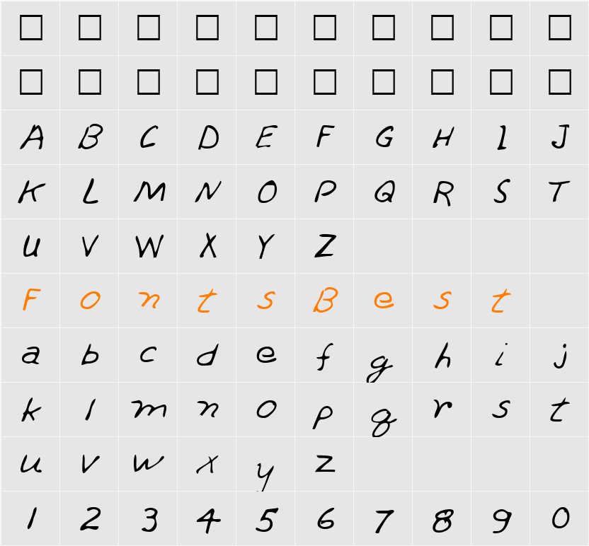 SkylersHand Character Map