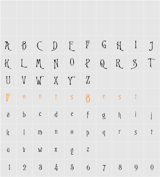 Glorietta Character Map