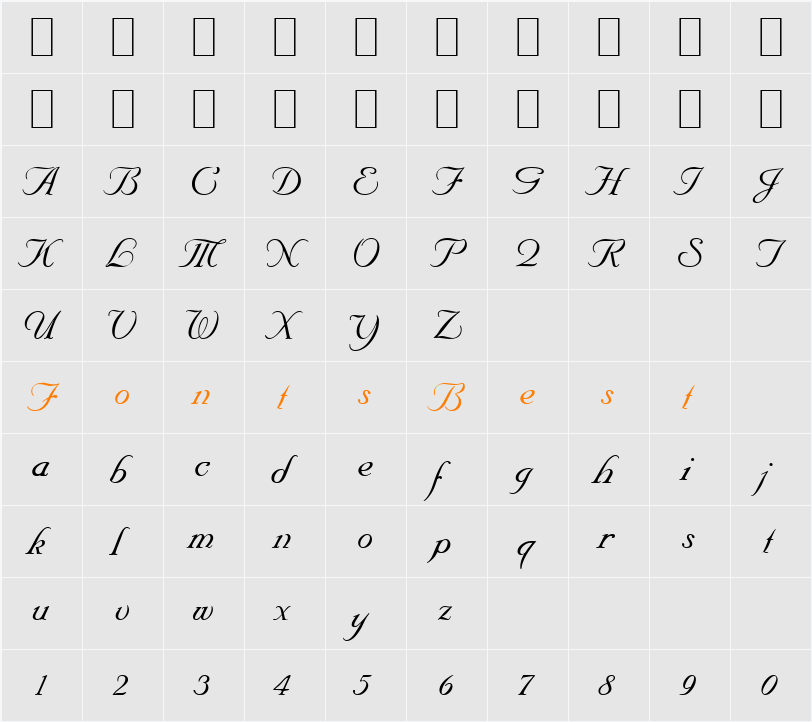 MarriageScript Character Map