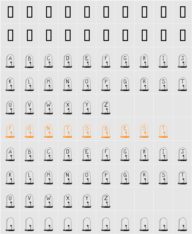 KR Gravestone Character Map