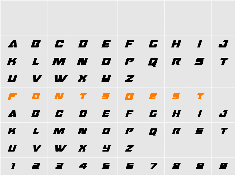Oceanic Drift Bold Italic Character Map